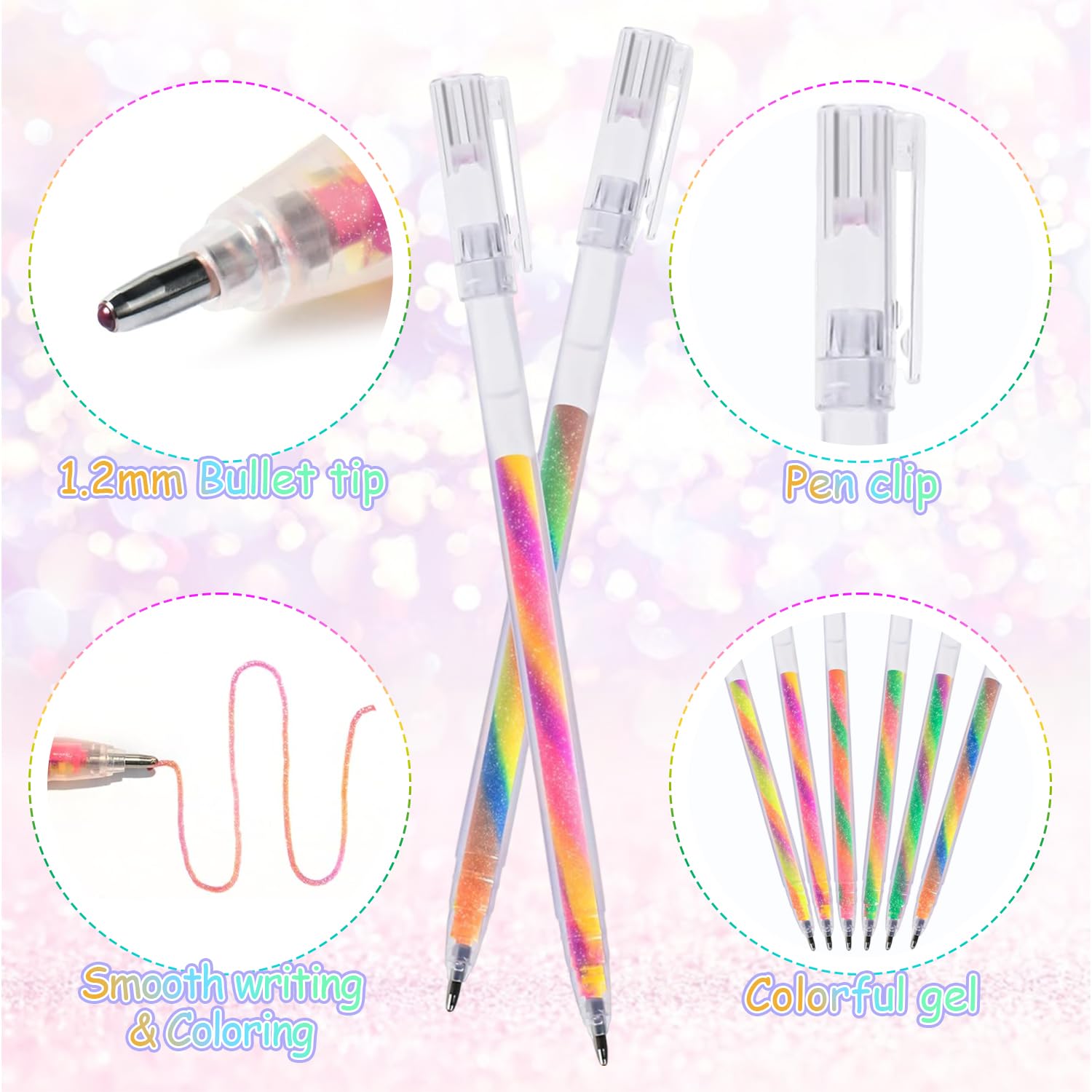 Stylo 8 Couleurs Rétractable Motif Papillon – Multicolore, Idéal Pour école, Bureau Ou Loisirs Créatifs