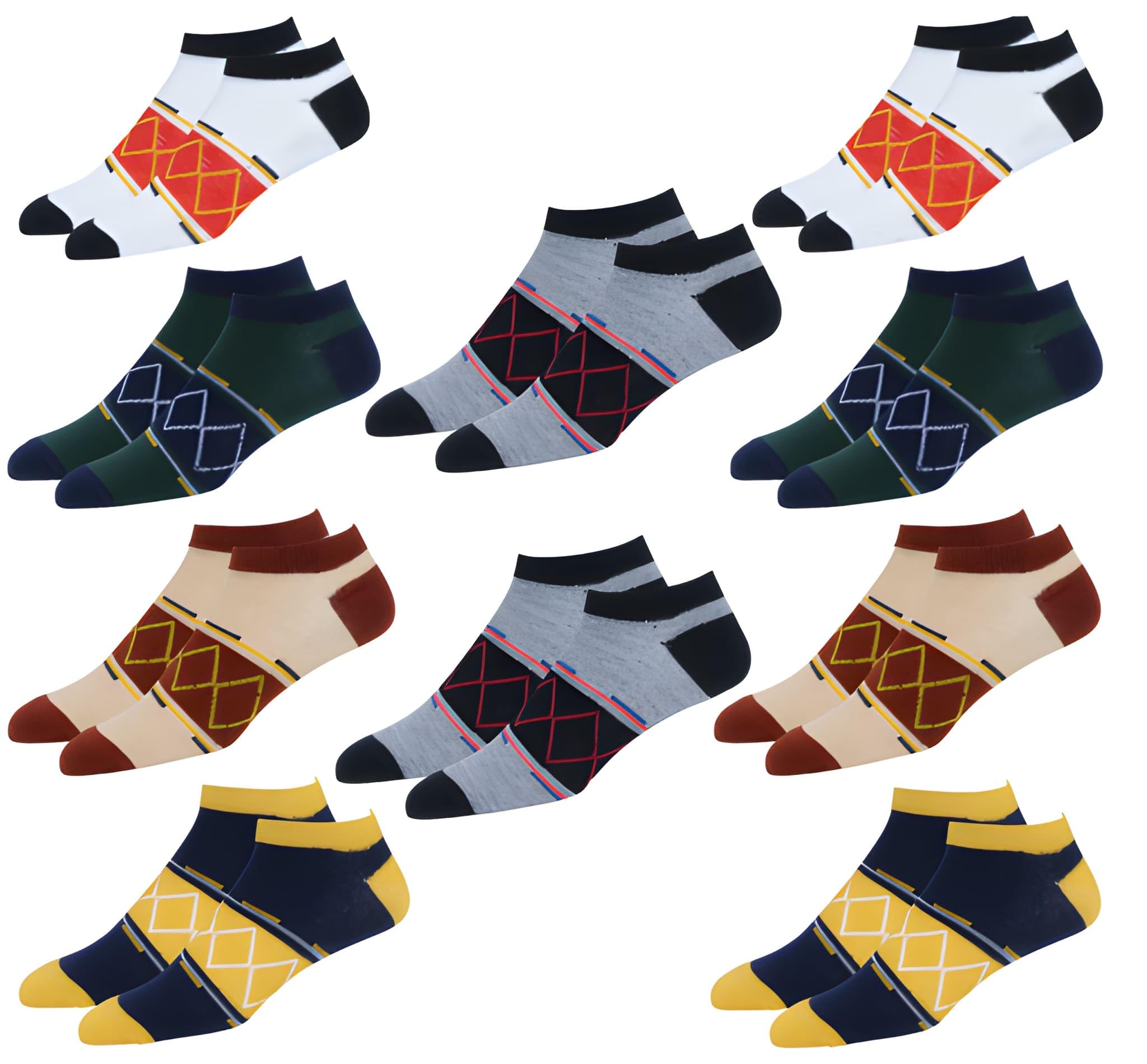 socks for men solid ankle length cotton socks, free size, pack of 12 pair (multicoloured)