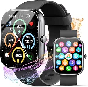 Smart Watch for Men and Women, 1.91" HD Color Screen, Bluetooth Call, Fitness Tracker with 100+ Sport Modes, IP68 Waterproof, Heart Rate & Sleep Monitor