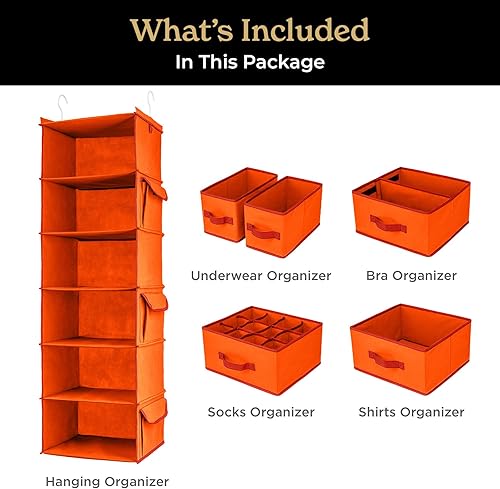 Miniatura 4 de SMIRLY Organizador colgante de armario con 6 estantes, organizador colgante de armario con 2 ganchos resistentes para armario, guardería,