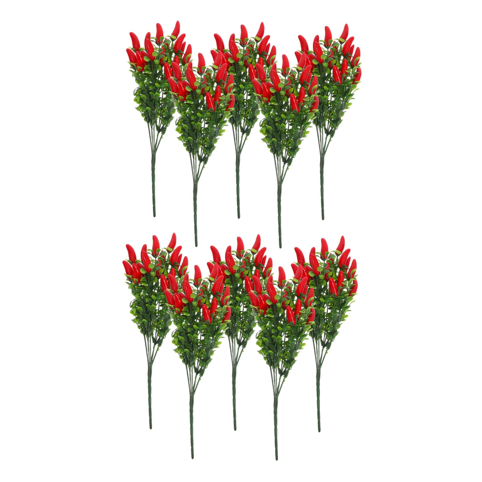 Pianta Artificiale Peperoncino Rosso 10 Pezzi in Pvc e Schiuma | Aspetto Realistico, Facile Manutenzione, per Casa e Centri Commerciali