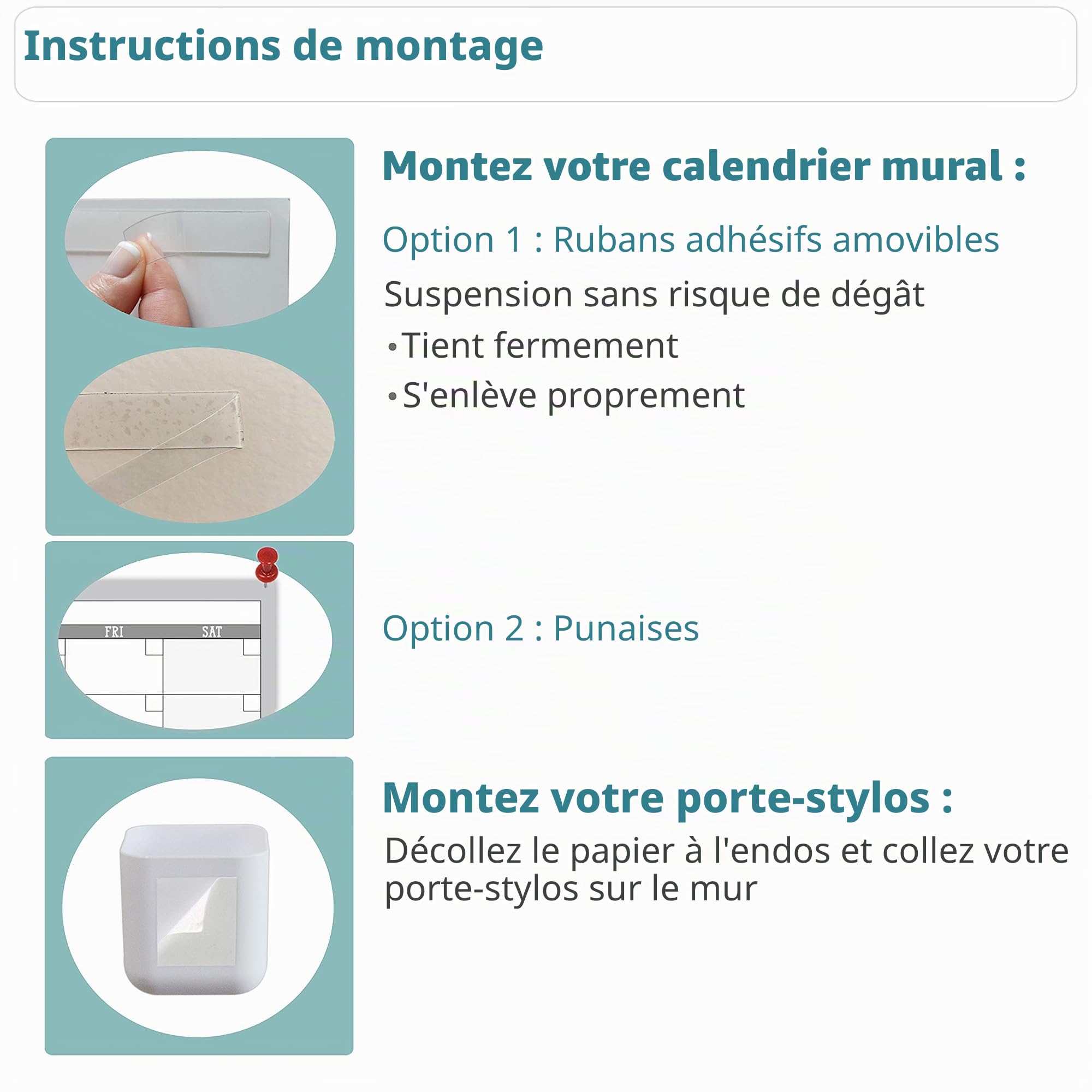 Grand calendrier mural effaçable à sec – 152,4 x 96,5 cm – Planificateur annuel vierge non daté – Tableau blanc géant de 12 mois – Calendrier laminé de qualité supérieure pour salle de classe, bureau,