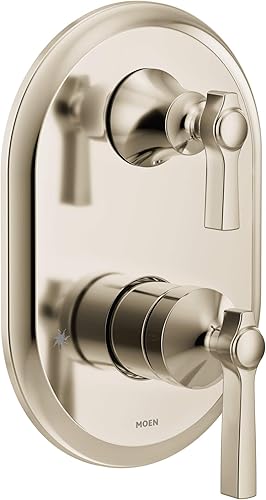 Moen UTS2411NL Flara M-CORE Serie 3 - Moldura de ducha con 2 manijas con válvula de transferencia integrada, requiere válvula, níquel pulido
