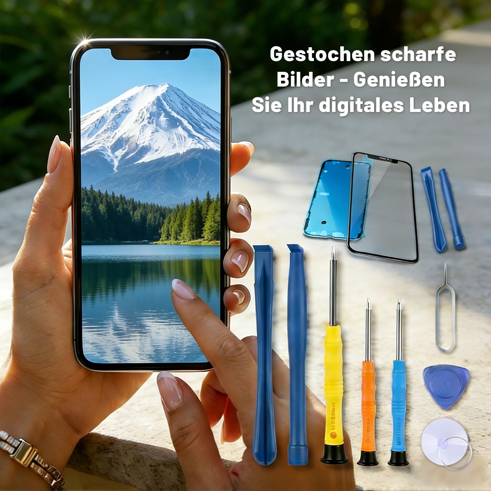 Display für iPhone 13 6,1 Zoll (15,4 cm) LCD – FHD Ersatzbildschirm mit Touchscreen Digitizer, Rahmen & Reparaturset, Komplettset für Display Austausch