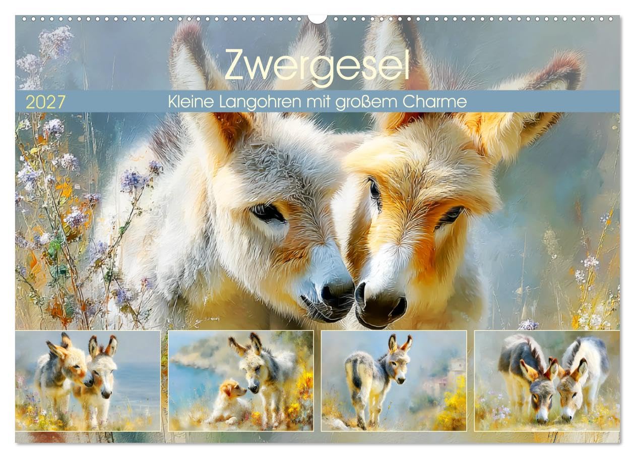 Zwergesel. Kleine Langohren mit großem Charme (Wandkalender 2027 DIN A2 quer), CALVENDO Monatskalender: Niedliche Zwergesel in sanften und malerischen Darstellungen (CALVENDO Tiere)