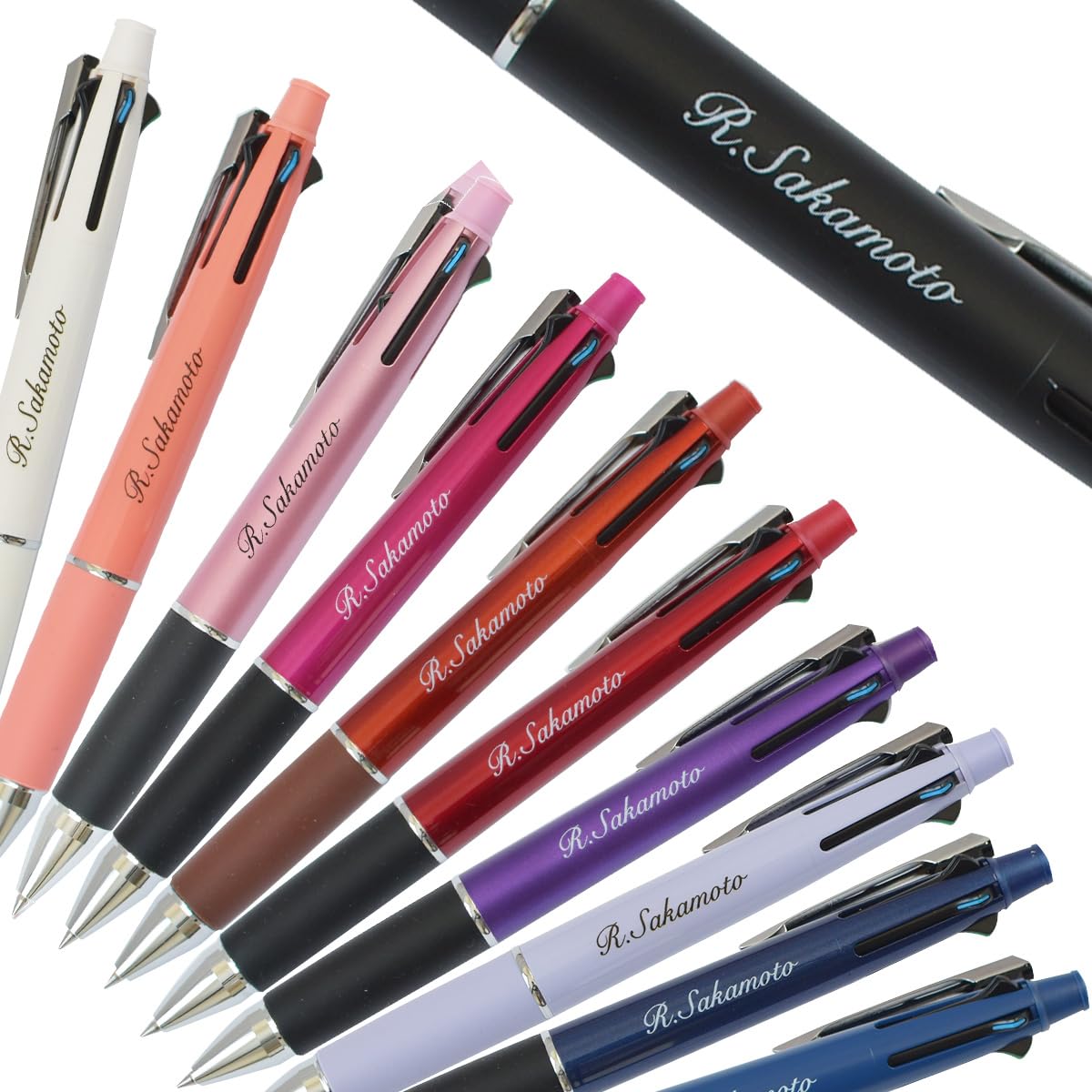 Hankoya Store Personalized Ballpoint Pen Jetstream 4&1 0.5mm Multifunction (Black) : Office Products