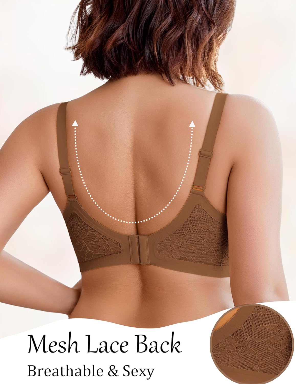 Avidlove Womens Wireless Bras Lace Seamless Bras Padded Full Coverage Bralette Comfortable V Neck T Shirt Everyday Bra - Image 2