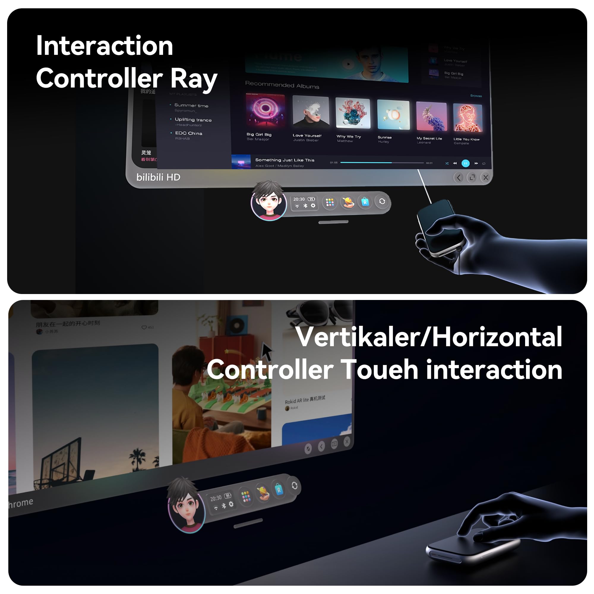 Rokid AR Spatial Video Glasses with 3-Screen Display Max2 Black AR Glasses & Station2 Spatial Computer with 360 Micro-OLED 120Hz OLED 600 Nits Multi-Tasking for Gaming product thumbnail 4