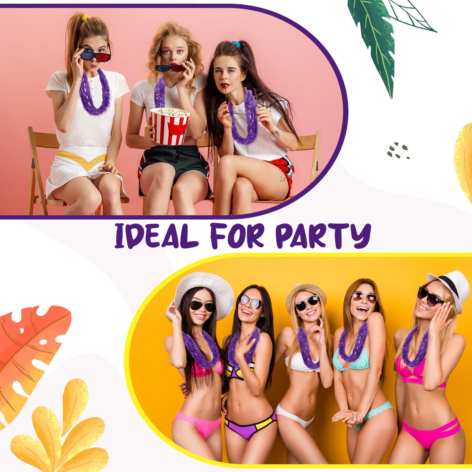 Leis hawaiano a granel de plástico Lei Luau decoraciones de fiesta hawaiano collar de flores tropicales Leis collares florales collares de flores Lei collares para hawaiano Luau fiesta de verano