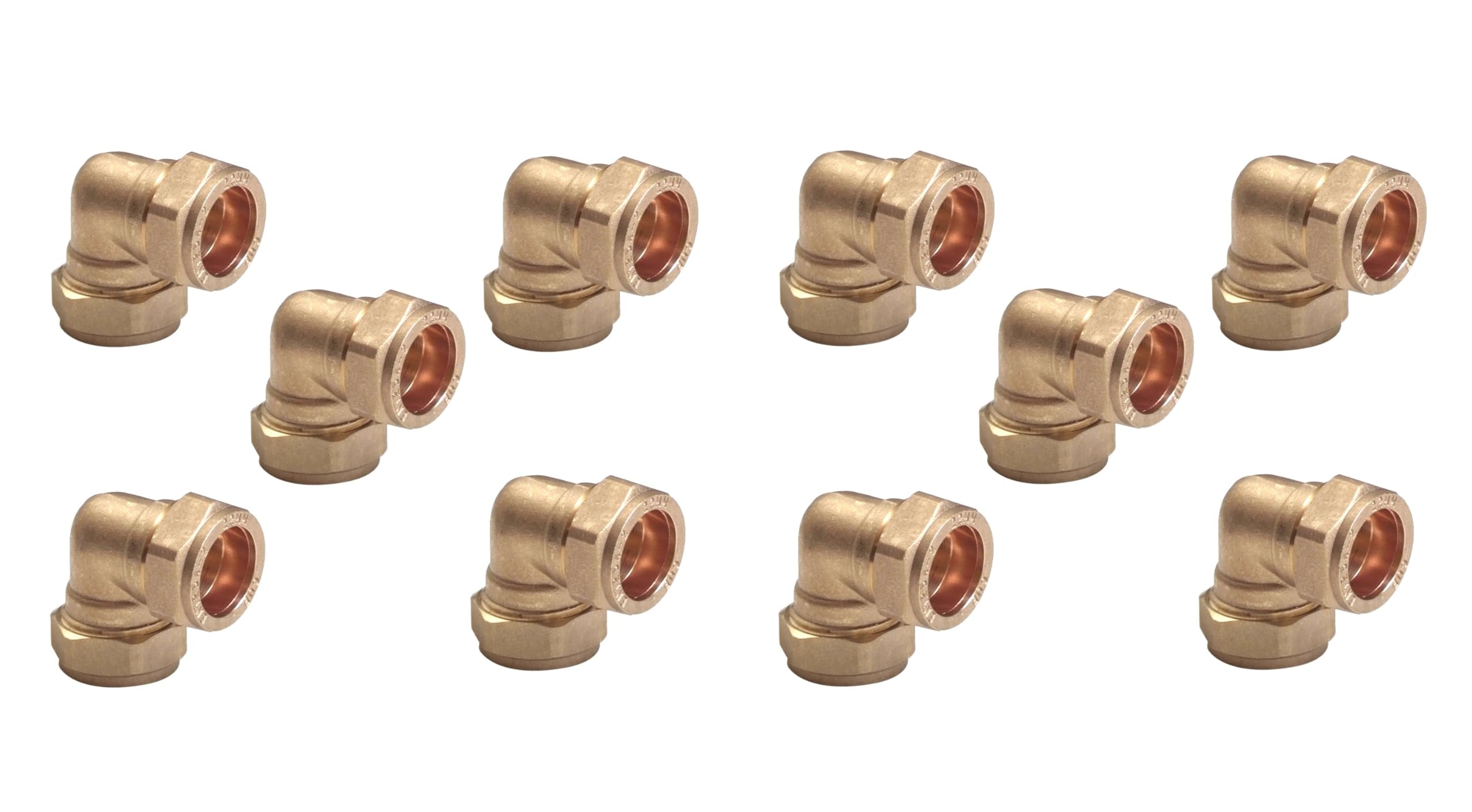 TC 15mm Brass 90 Degree Angle Compression Elbow Connector Fitting for Copper Pipe Pack of 10