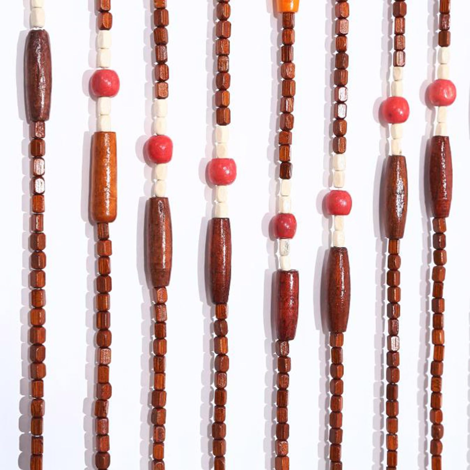 Rideaux en perles de bois de bambou naturel, panneau de rideau anti-mouches suspendu 90 x 220 cm, rideaux séparateurs de décoration rétro, panneaux de rideaux en perles for entrée de couloir de pièce