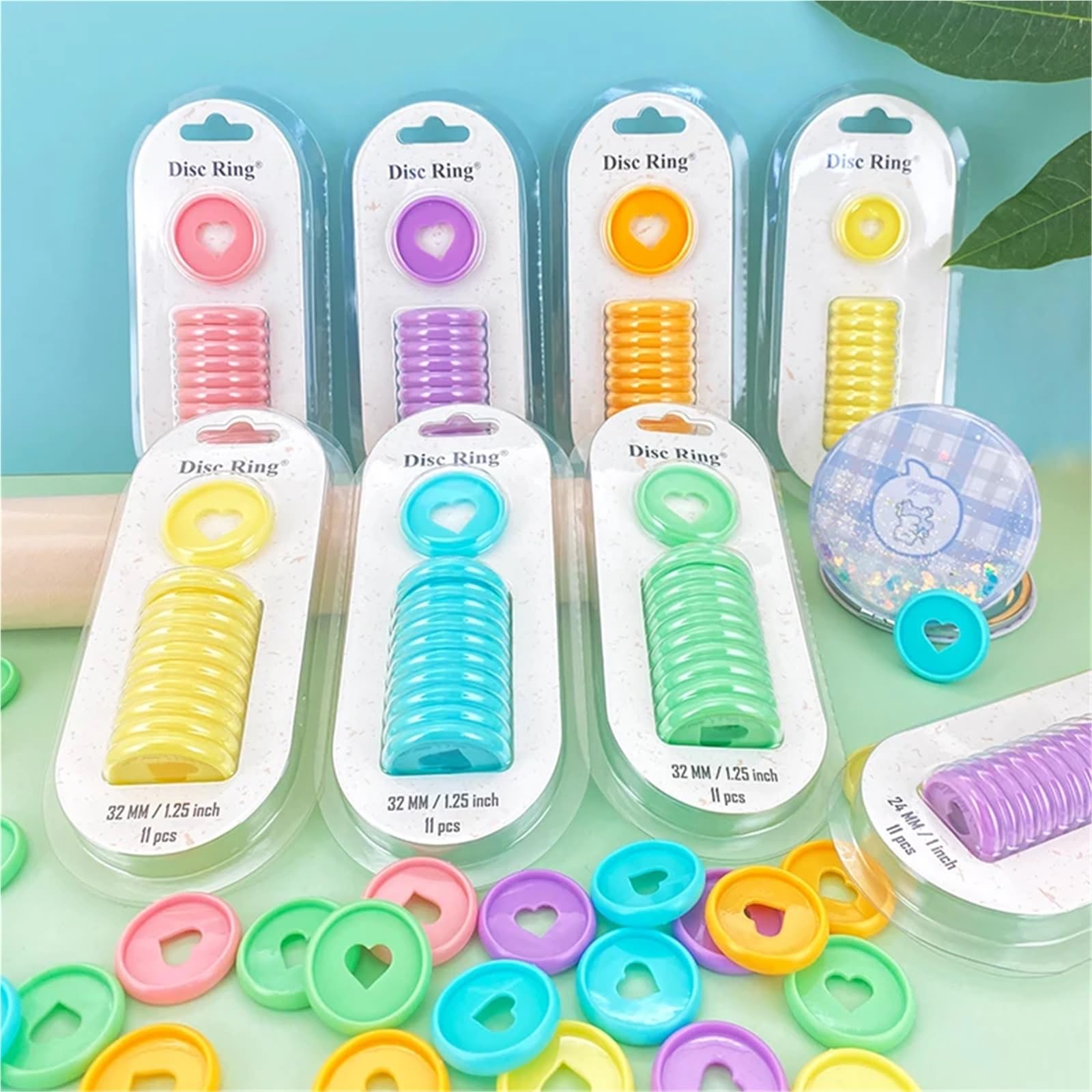 44 Stück Discbound Planer-Discs, 24/28/32 mm, Pilzloch-Binderinge für Notizbücher