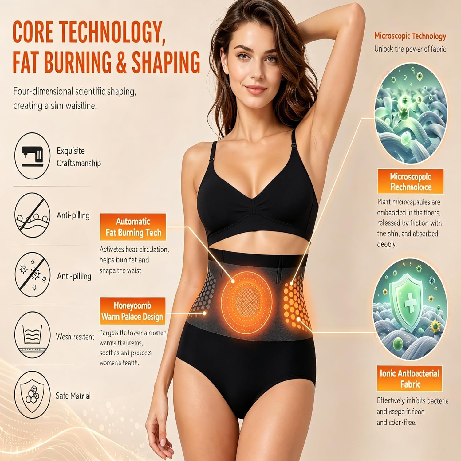 Moringa 4-in-1 Mikropartikel Sculpting & Fettverbrennungs-Shorts,Thermogene Fettverbrennungs-Formungsshorts,Nahtlose Shapewear-Hose mit hohem Bund und Bauchkontrolle für Damen,Yoga(L)