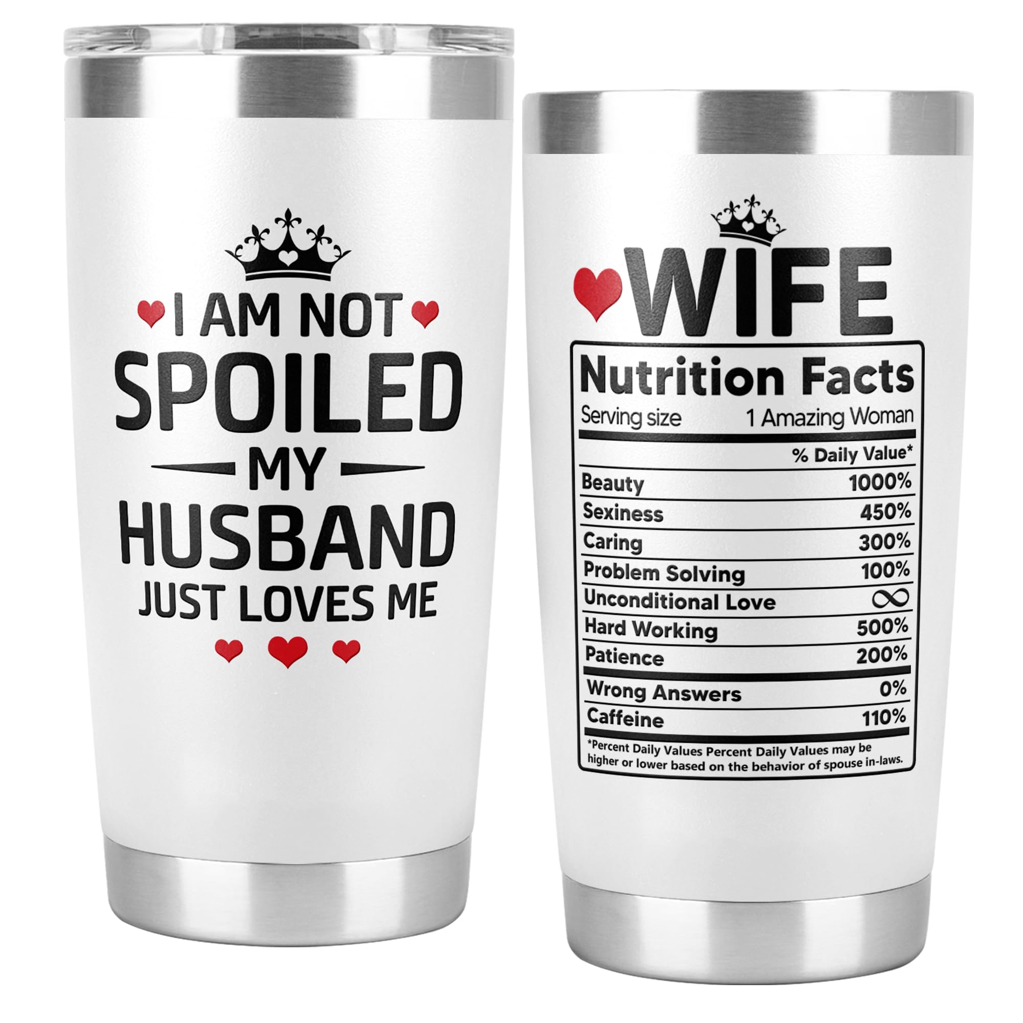 Valentines Day Gifts for Wife from Husband – I Am Not Spoiled My Husband Just Loves Me Tumbler 20oz, Wifey Tumbler, Cool Gifts for Wives, Gift Ideas for My Wife