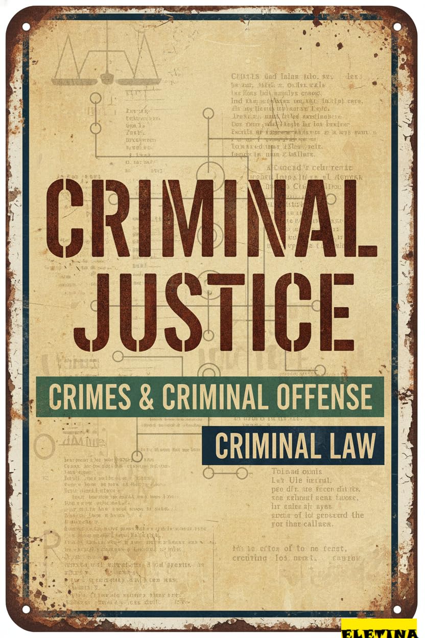Vintage Metal Tin Sign Lawyer Knowledge Criminal Justice Poster Office Decor Plaque Retro Studio Room Study Home Wall Decoration Plaque Gift Women Men 8x12 Inch