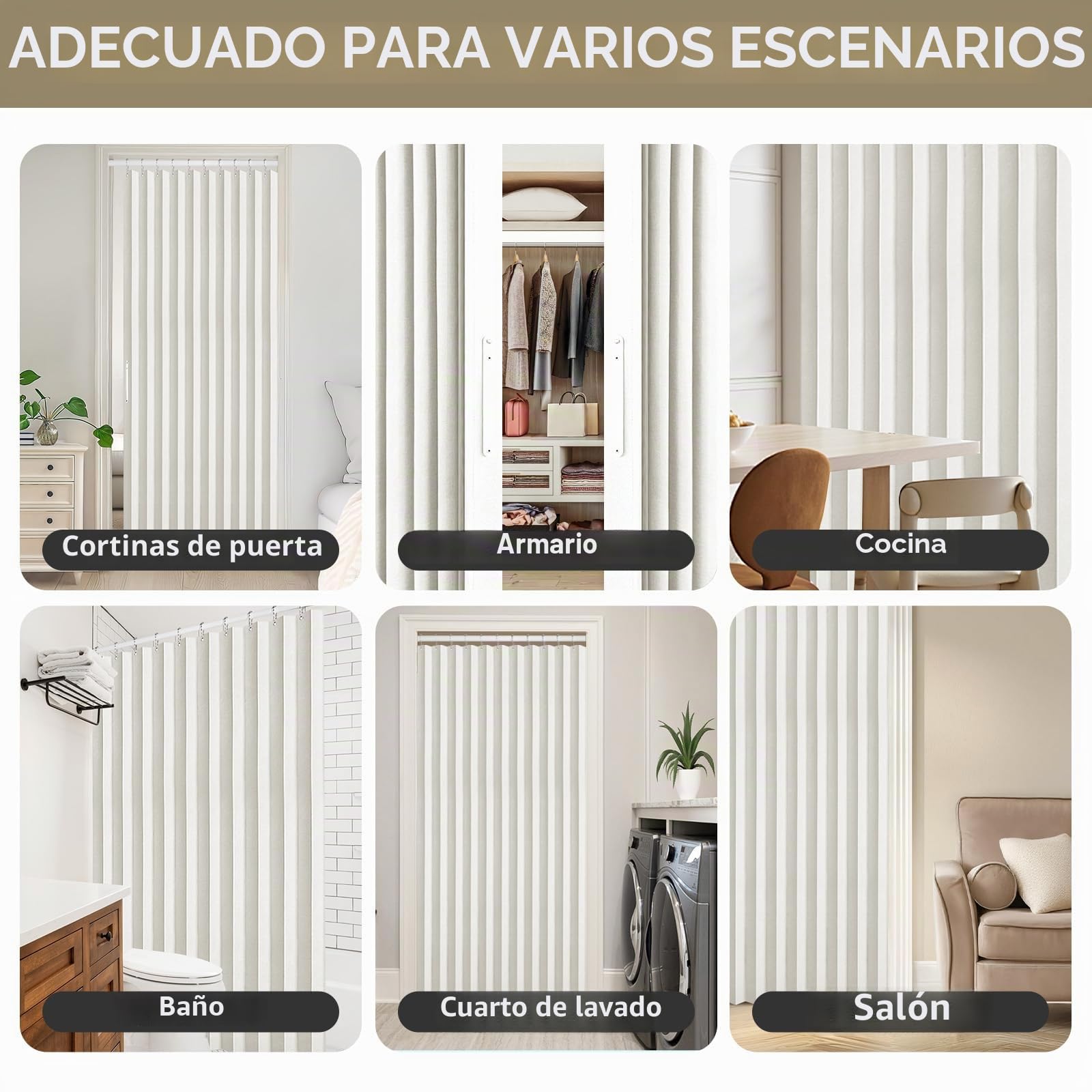 RINHARTEX Cortina magnética opaca estilo acordeón para puerta de armario, plisada, plegable, puerta de acordeón, divisor de habitación, dormitorio, baño, sala de estar (42 x 78 pulgadas, blanco crema)