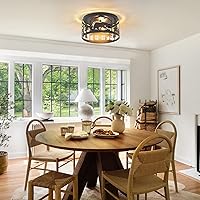 Vista 7 de Rustic Flush Mount Ceiling Light - 2-Light Metal Fixture with Deer & Bear Design, Farmhouse Ceiling Lamp for Kitchen, Bedroom, Foyer, and Entryway