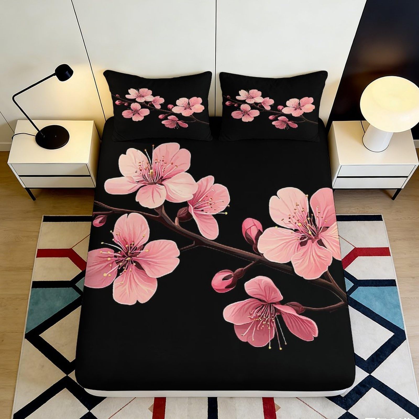 3D Printed Winter Bird Fitted Sheet Microfiber Deep Pocket Non-Slip Bedroom Full Wrap Mattress Fitted Cover Washable 200x200x25cm
