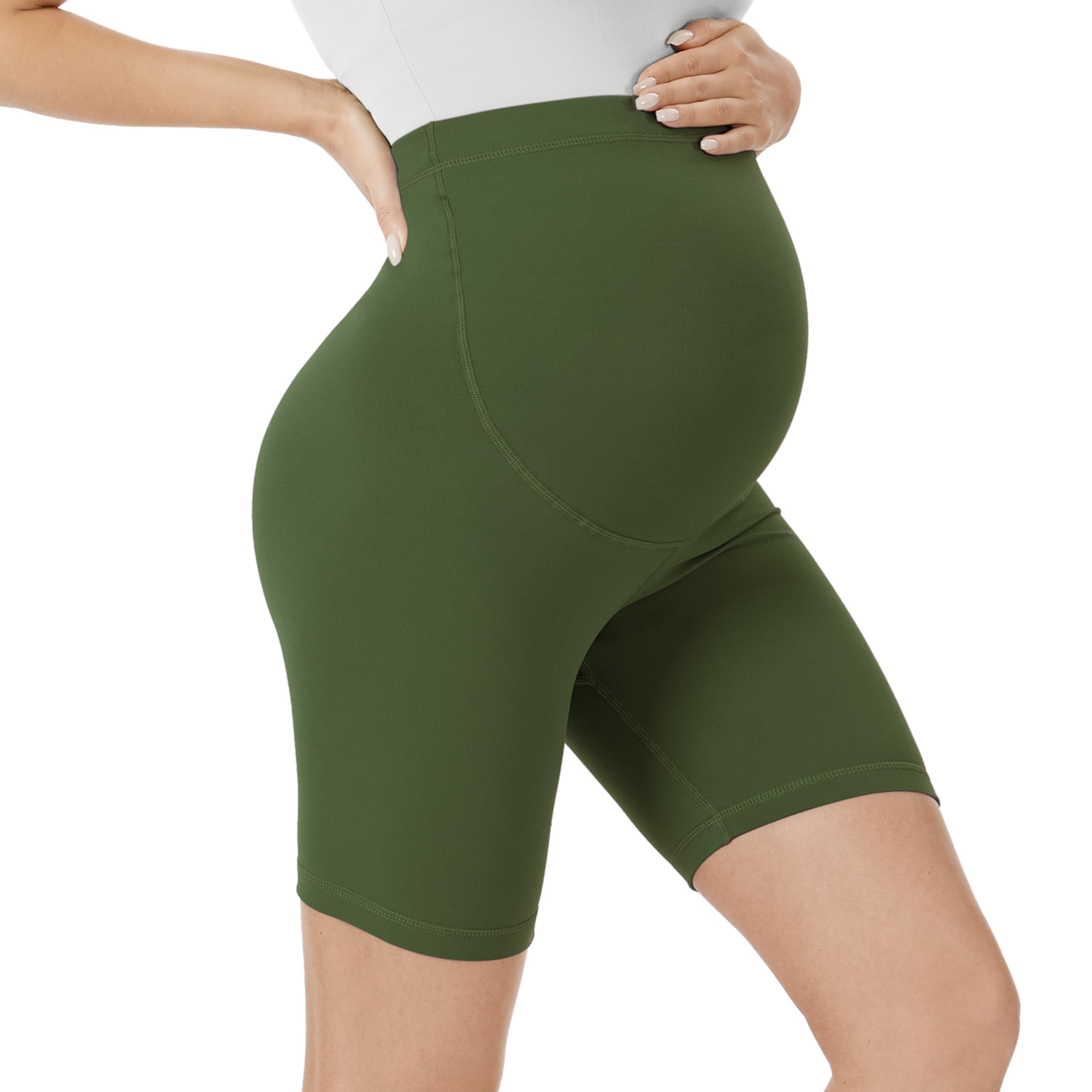 VALANDY Creamlush Maternity Shorts Over The Belly Pregnancy Biker Shorts Lounge Yoga Pants (S-XL) — view 30