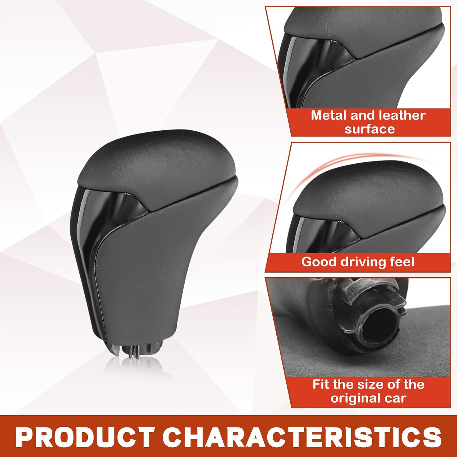 Gear Shift Knob Compatible with Toyota Highlander 2014-2019 Tacoma 2016-2021 Land Cruiser 2015-2020 Fortuer 2016-2022 Shifter Knob Handle Black Leather Piano Black