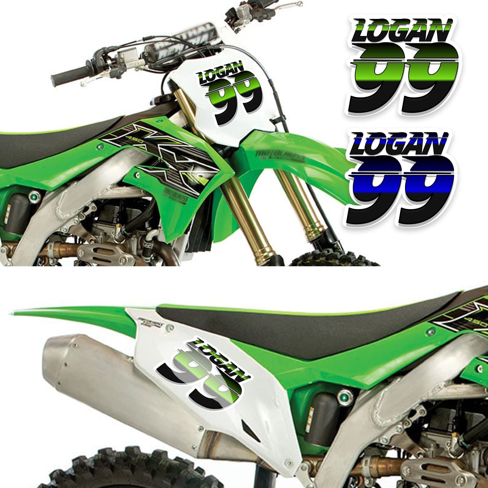 3pcs Waterproof Racing Decals - Customizable Motocross Race Numbers & Name Stickers 4/5/6 Inch for Number Plate, BMX, Dirt Bikes, ATVs, Track Day Cars, Motorcycles - Professional Removable Graphics