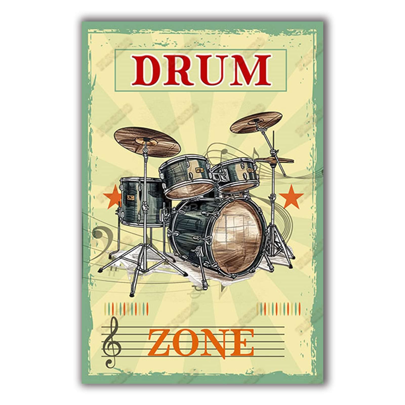 Anceky Drum Zone Tin Sign Vintage Metal Sign Wall Decor for Cafe Bar Kitchen Yard Gate 12×16 Inch