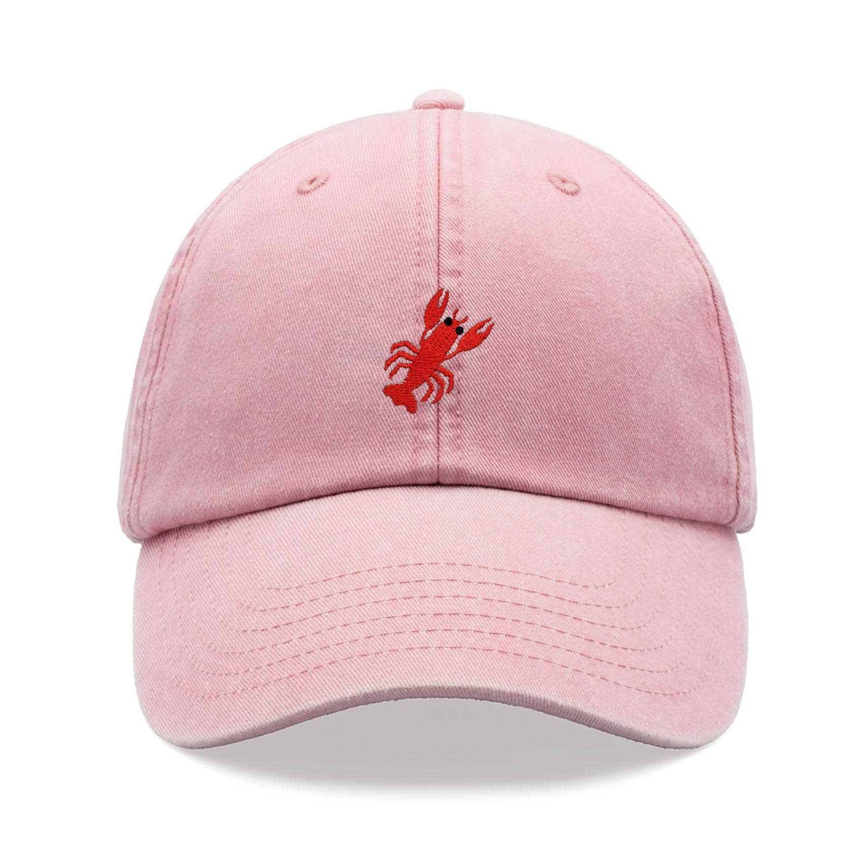 Lobster Baseball Cap Vintage Washed Unisex Dad Hat Adjustable Pink