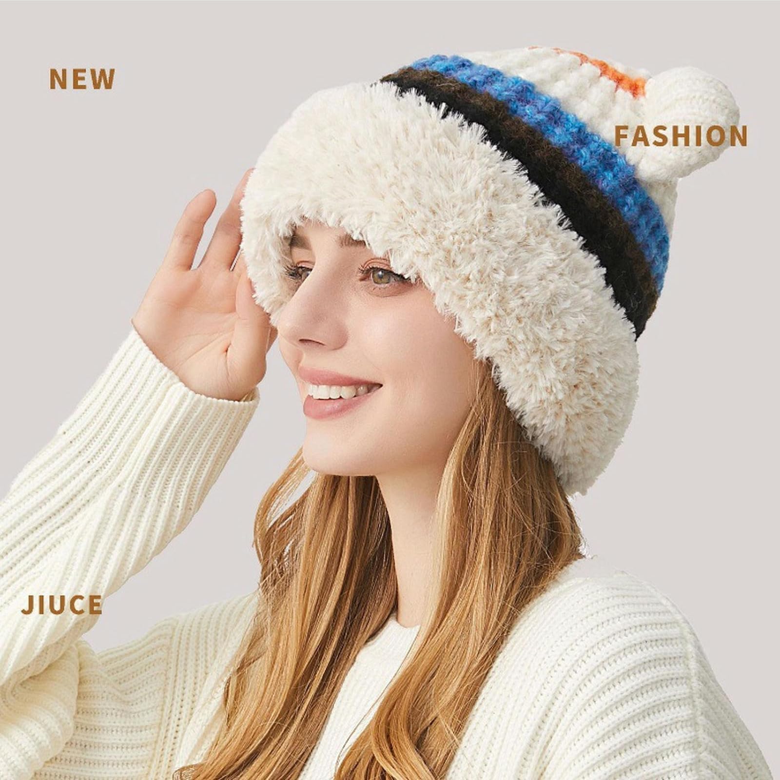 Sombrero Invierno Mujer Sombreros De Invierno para Mujeres Sofisticados Sombreros Unisex Al Aire Libre Fuzzy Winter Sombrero De Invierno Hecho A Mano Elegante-Negro