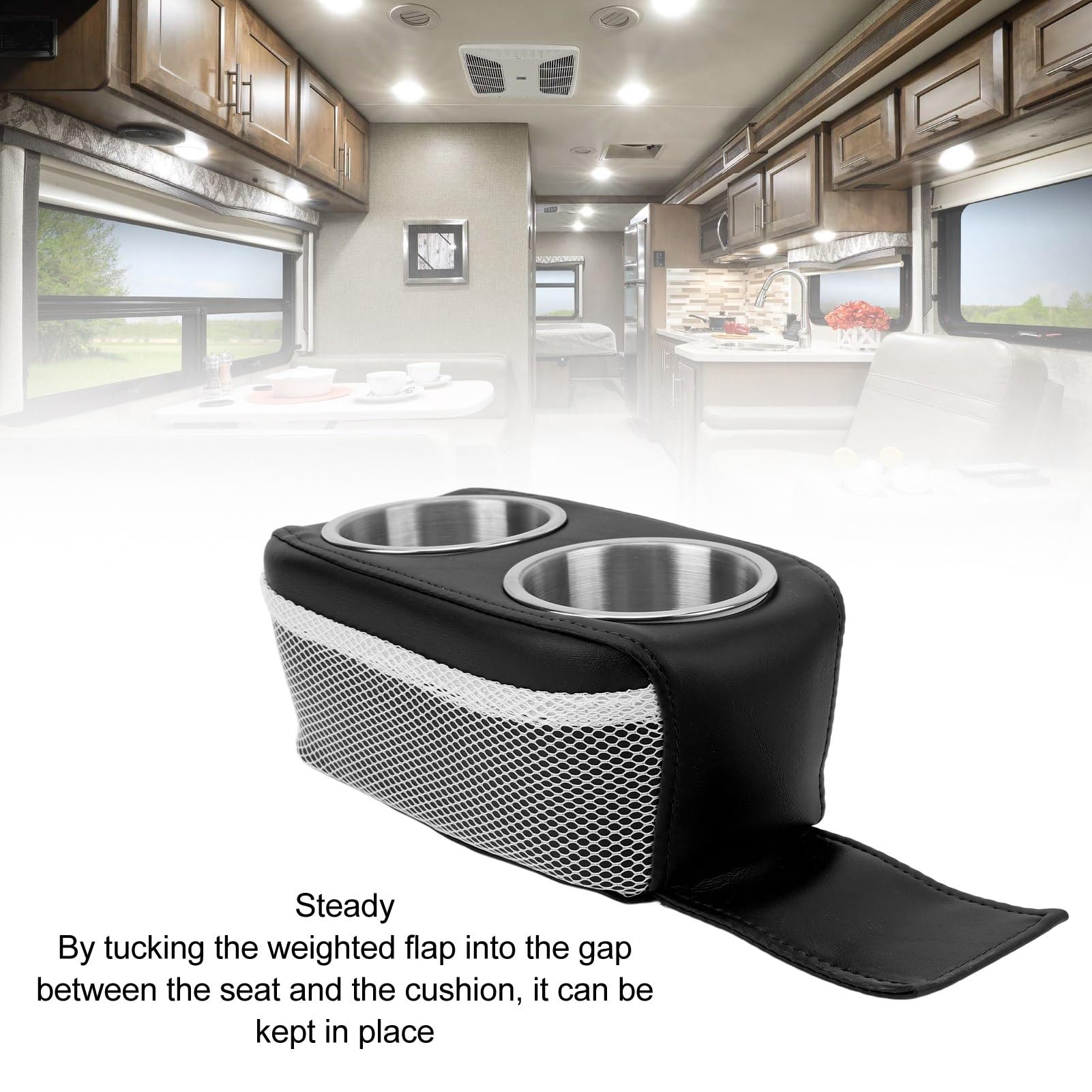 Pontoon Cup Holder, Boat Seat Cup Holder, Stainless Steel Portable Marine Cup Holder Double Drink Holder Beverage Holders Universal for Boat, Yacht, RV, Car, Moveable Structure