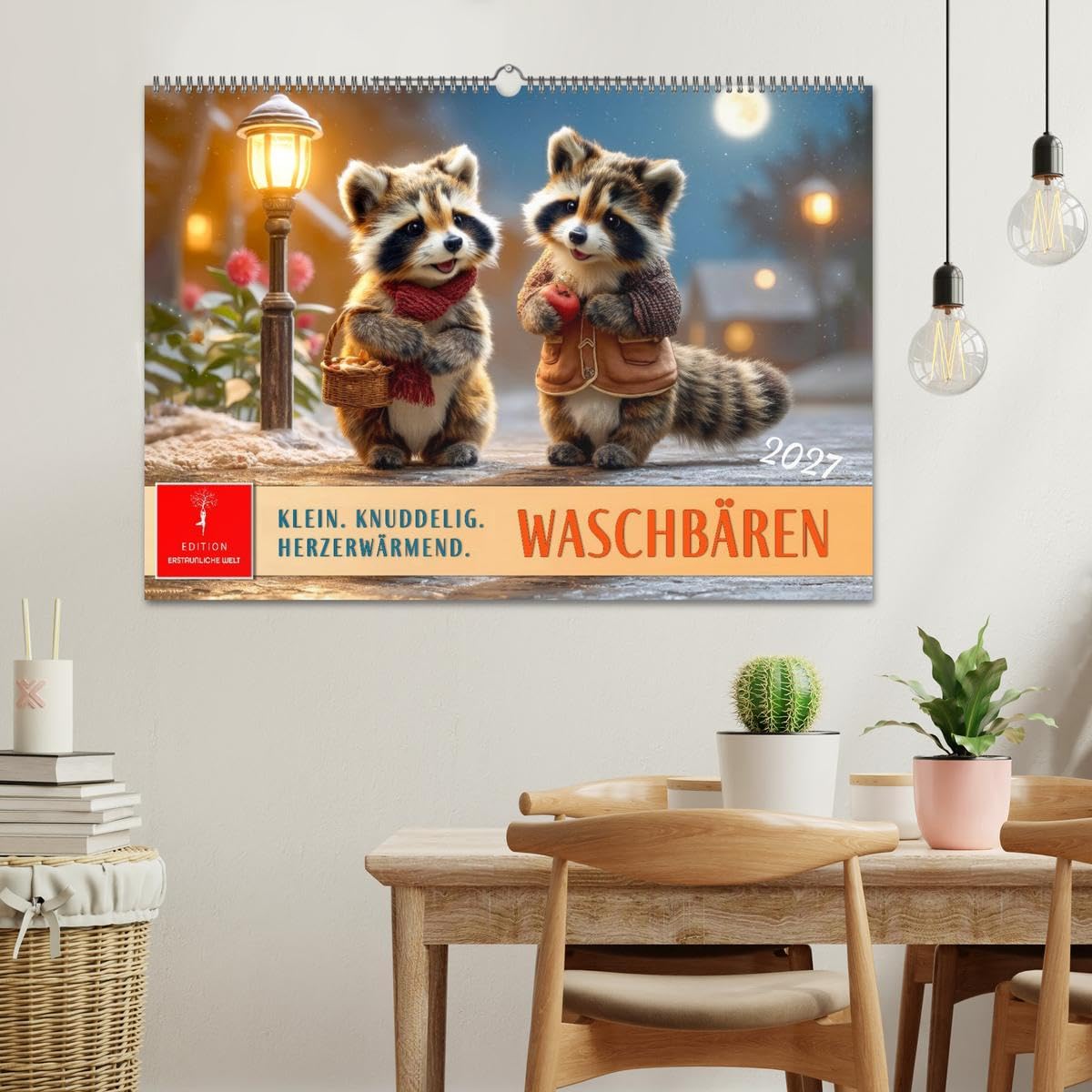 Waschbären - Klein. Knuddelig. Herzerwärmend. (Wandkalender 2027 DIN A2 quer), CALVENDO Monatskalender: Familienmomente - Kleine Szenen. Große Gefühle. (CALVENDO Tiere)