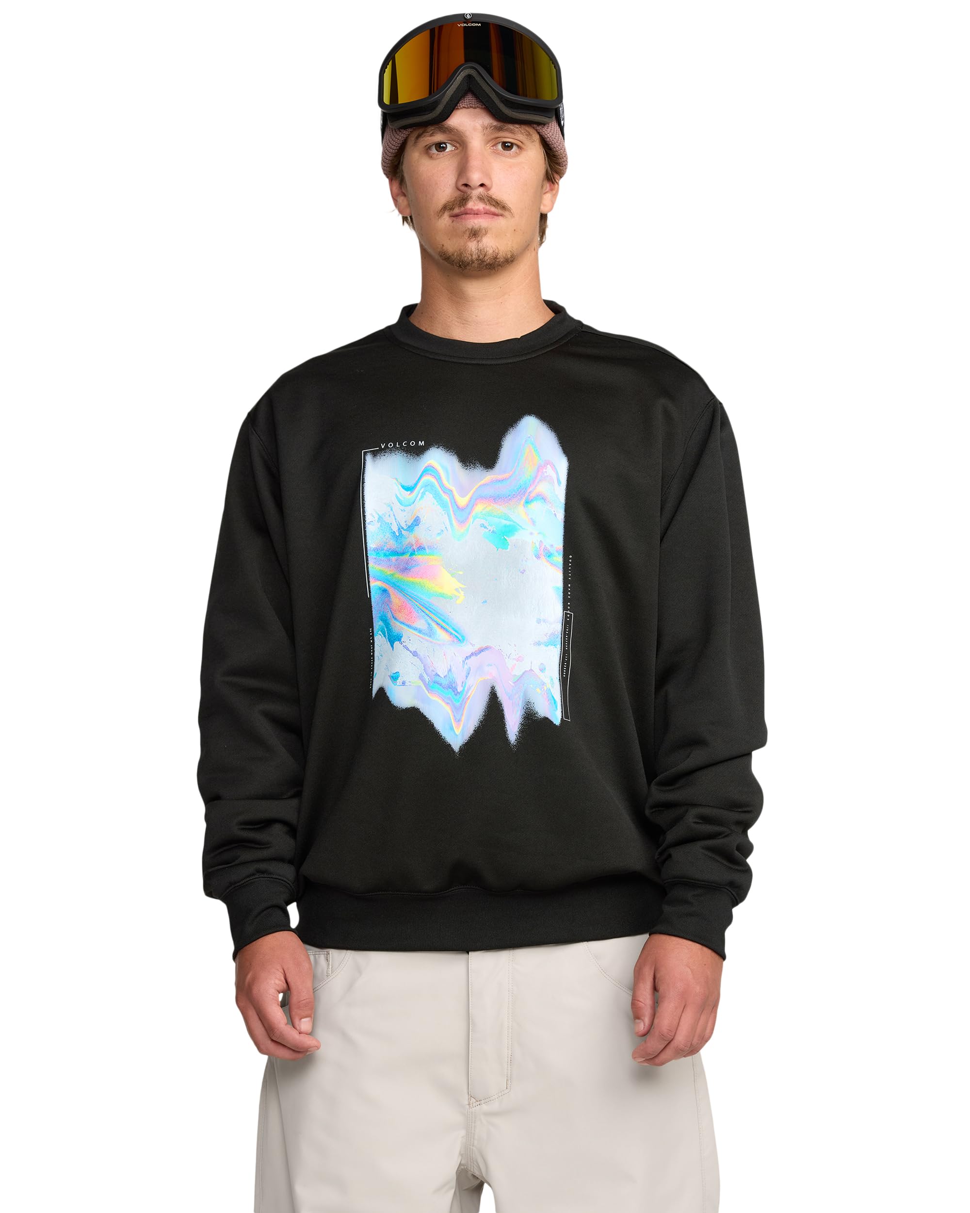 Volcom mens Core Hydro Crew Sweatshirt – Water-repellent Fleece Pullover, Black, XXL