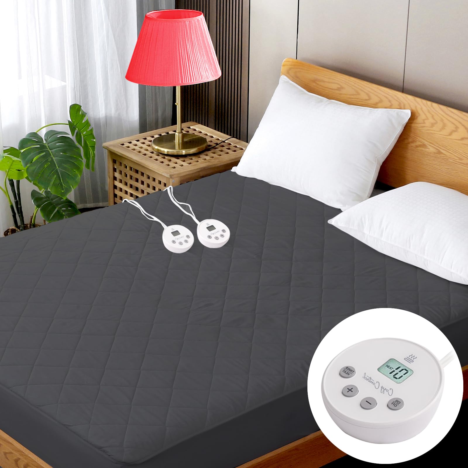 Heated Mattress Pad Full Size Quilted Heating Electric Bed Warmer Luxury Comfort Heat Mattress Pad Cover（10 Heat Setting | 1-12 Hours Auto Shut Off | with 8-21 Inch Deep Pocket）OEKO-TEX STANDARD 100