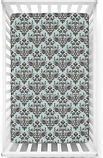 Damask Themed Fitted Crib Sheet,Standard Crib Mattress Fitted Sheet Soft & Stretchy Fitted Crib Sheet - Baby Sheet for Boys Girls,28â€œ x52â€œ,Brown Teal