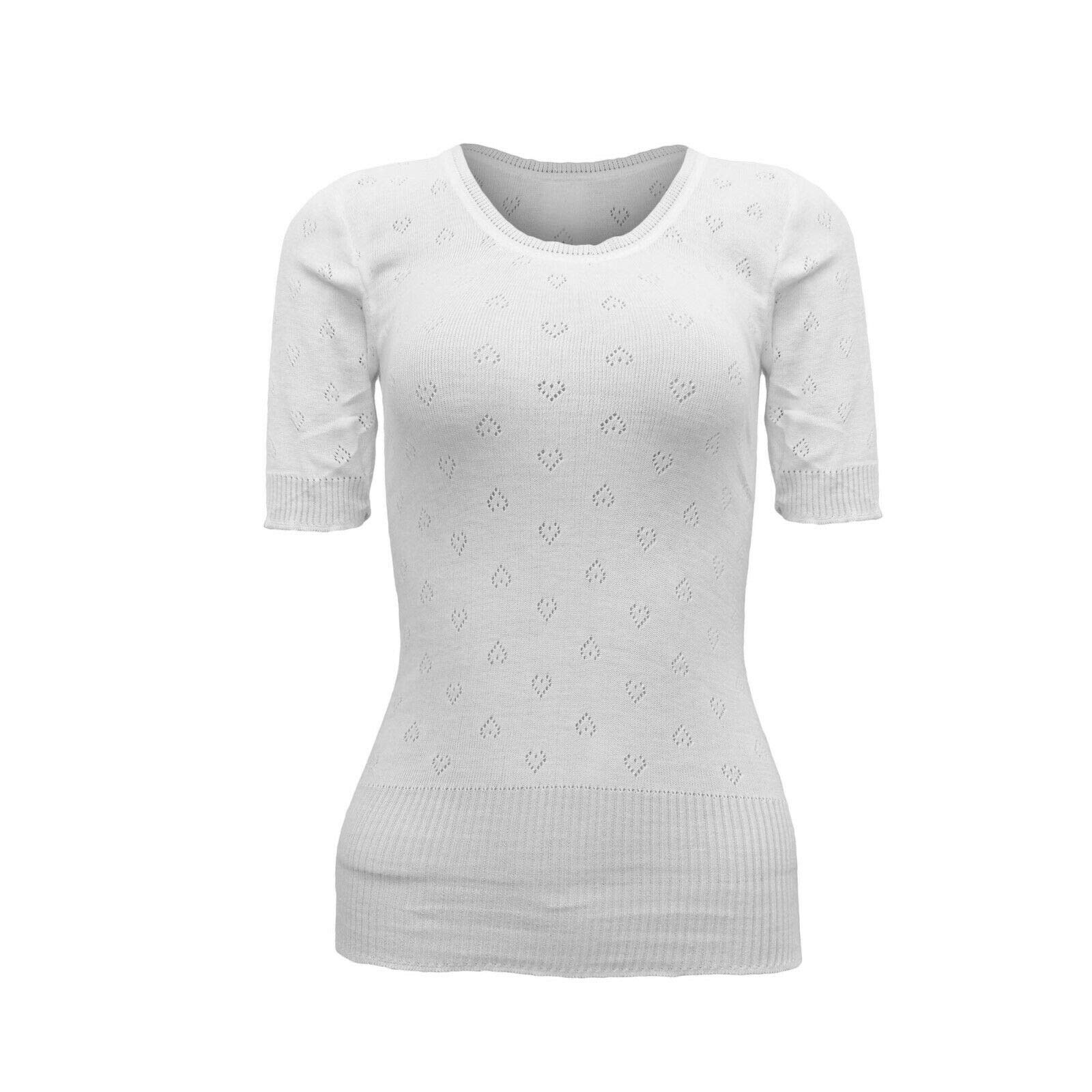 Top Linen (NW) Ltd Ladies Thermal Vest Top - White Thermal Underwear Vest for Women - Girl Short Sleeve Vest - Winter Warm Vest - Made in UK (Short Sleeve Round Neck White, XX Large, 22-24)