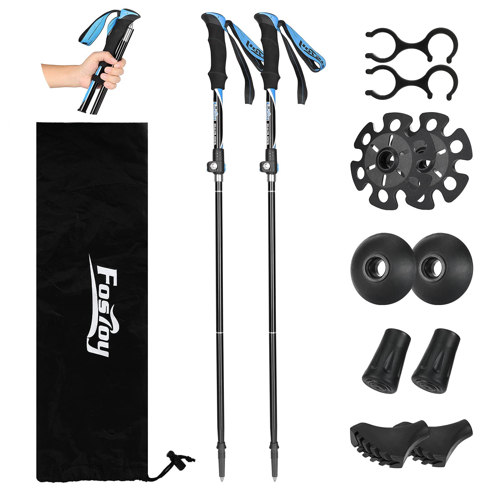 2 Pack Walking Trekking Poles,Walking & Hiking Sticks with Quick Lock System for Men Women,Collapsible Lightweight Telescopic Hiking Poles Hiking Mountaining Camping