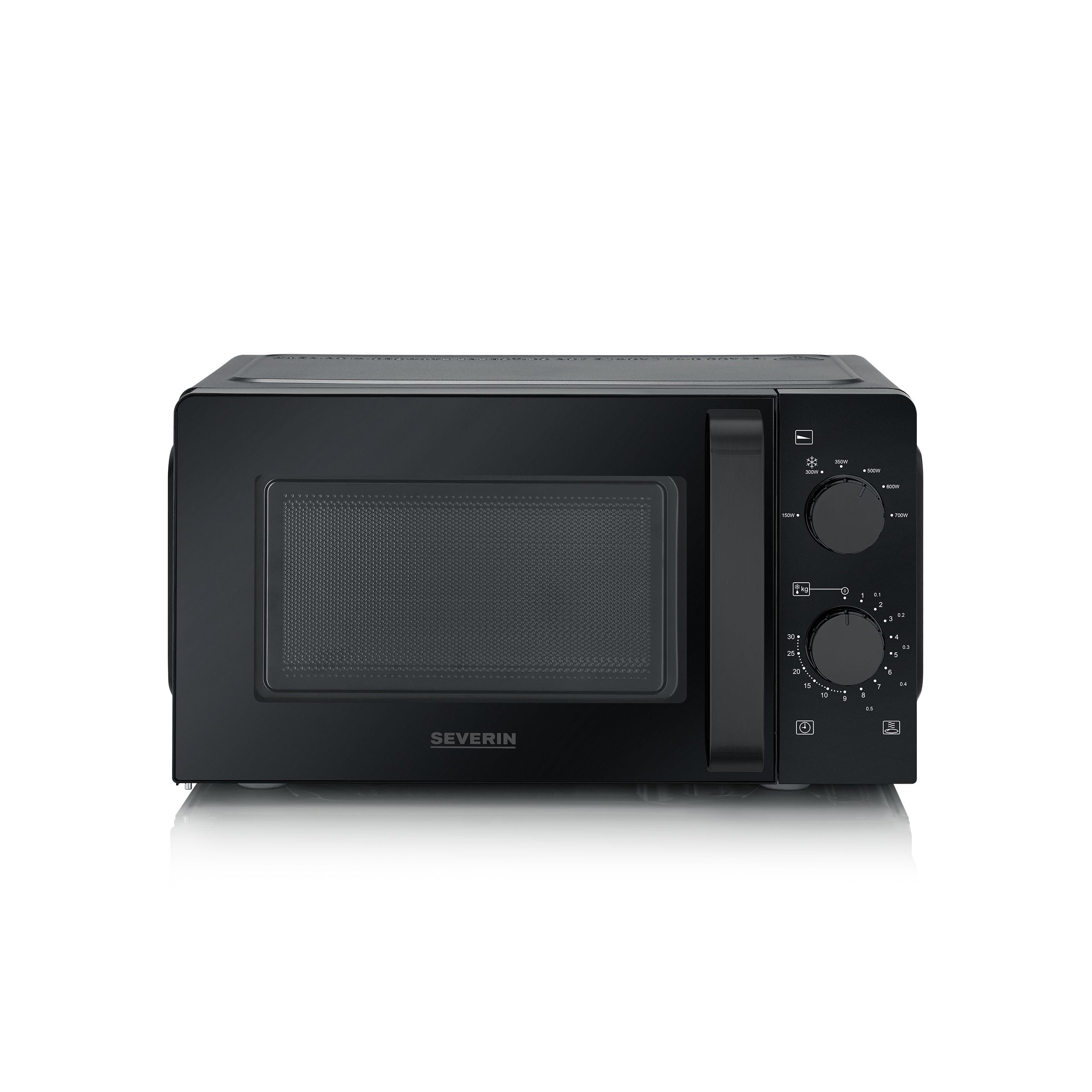 SEVERIN Forno a Microonde, 19 Litri, 700W, 6 Livelli di Potenza, 6 Programmi, Funzione Scongelamento, Timer, Libera Installazione, 44,5x36,0x24,0 cm, Nero/Inox - MW 9180