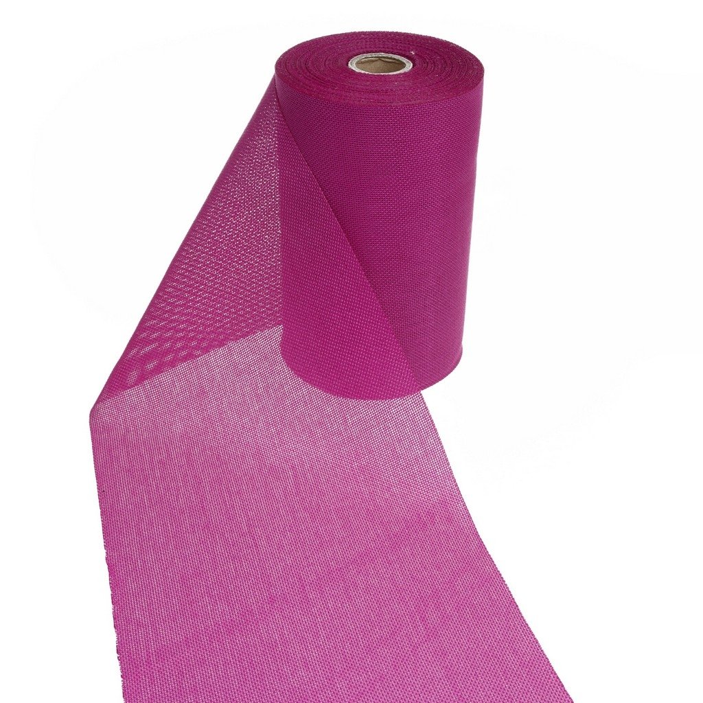 DEKO AS Shabby Chic Leinenoptik Tischläufer, Polyester geruchsneutral, Pink, 20 cm x 25 m