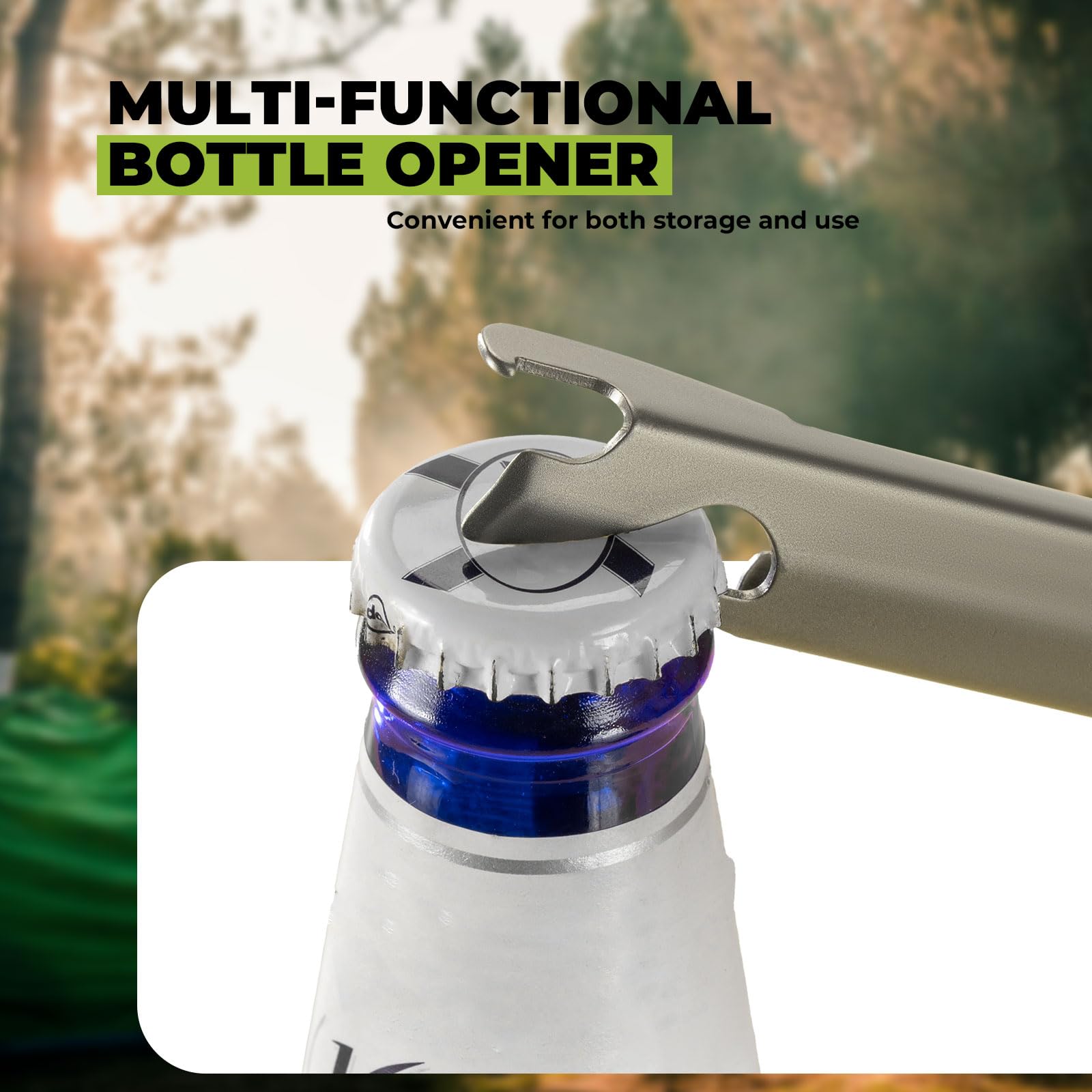 4 Pezzi Posate da Campeggio, Set Posate da Viaggio Antiruggine in Titanio con Custodia, Portatile e Leggero, Cucchiaio Forchetta Coltello e Apribottiglie per Trekking, Picnic