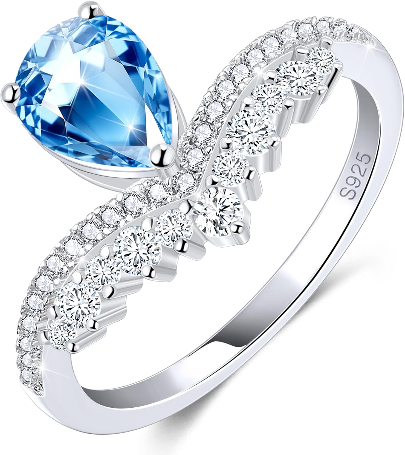 1CT Pear Cut Tearshaped Engagement Ring For Women, Sterling S925 Silver Solitaire Ring Wedding Ring Promise Ring