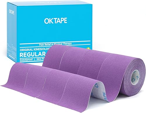 Vista 34 de OK TAPE Cinta de kinesiología regular (paquete de 3), cinta atlética de algodón original para apoyar las articulaciones musculares de la rodilla