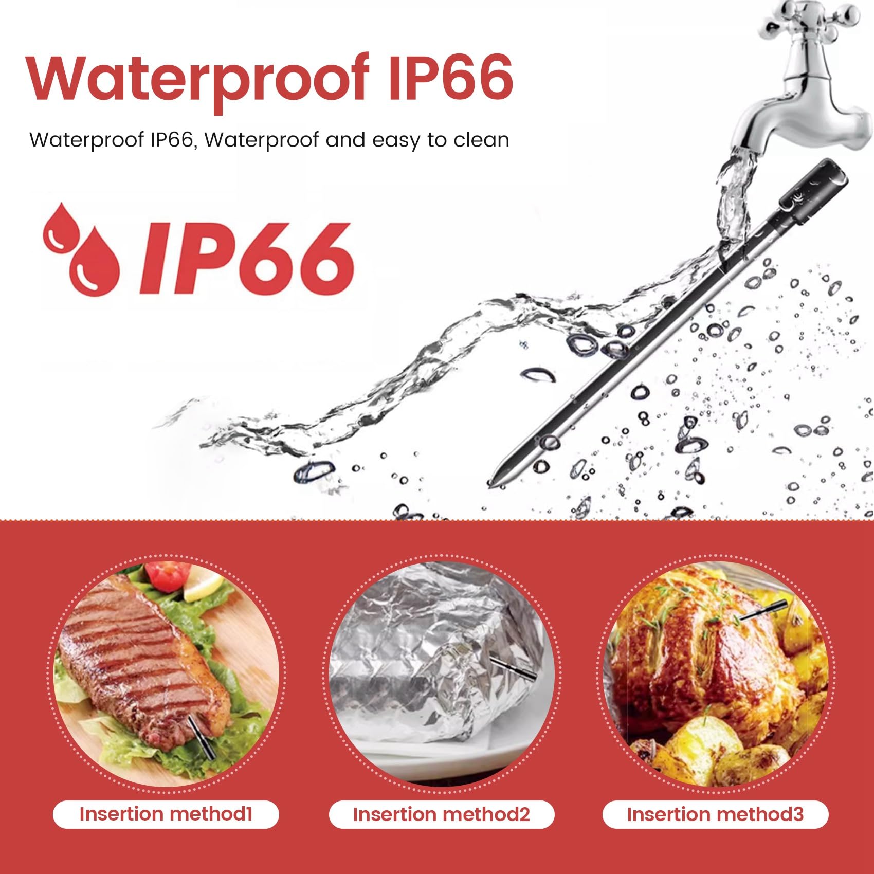 Termómetro Inalámbrico para Alimentos, Carne, Bistec, Digital, Bluetooth, Accesorios para Barbacoa, Cocina, Horno, Parrilla, Barbacoa, Termómetros Inteligentes A