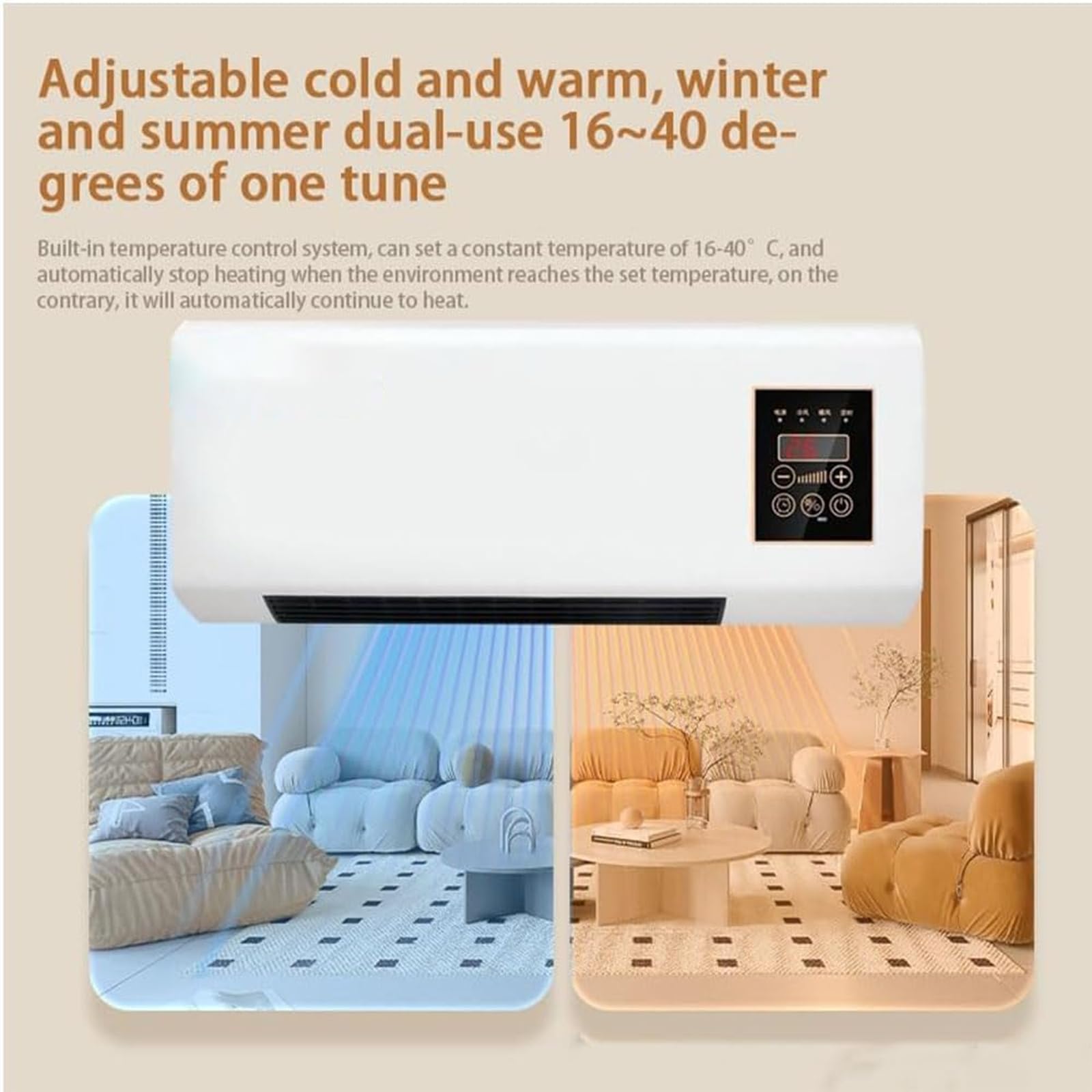 Aire Acondicionado Sin Unidad Exterior, Calefacción/Aire Acondicionado Rápido y Natural, Súper Silencioso For Dormitorio