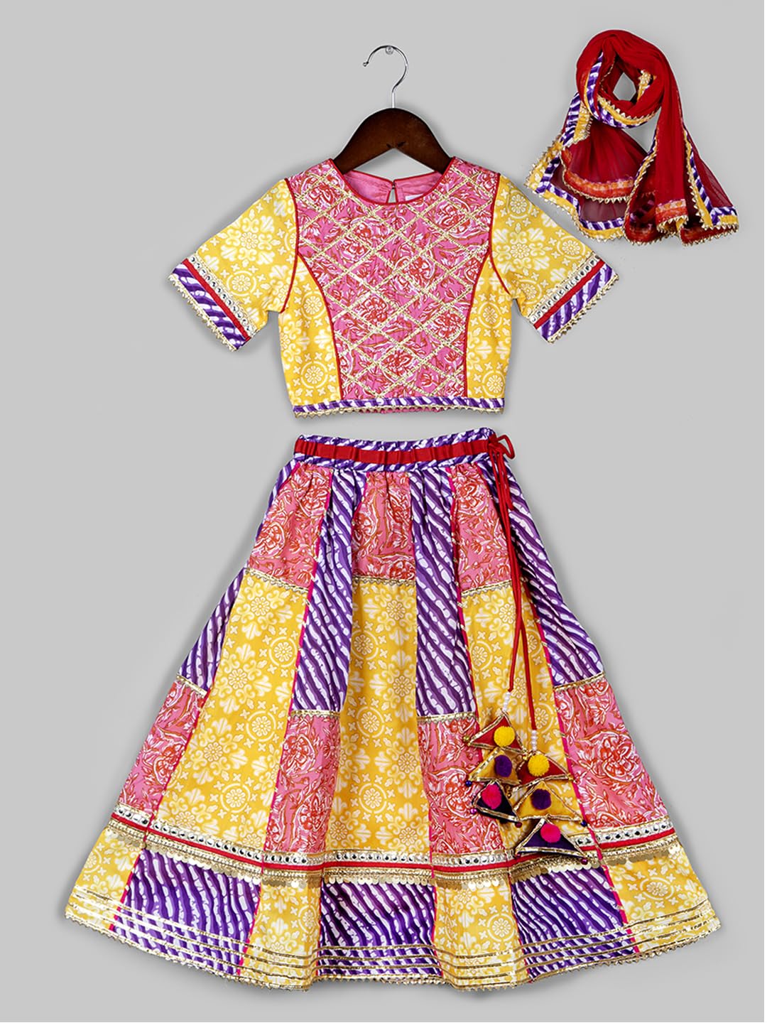 Naughty Ninos Lehenga & Dupatta z nadrukiem gotowa do noszenia bluzka dla dziewczynek w wieku 3-15 lat