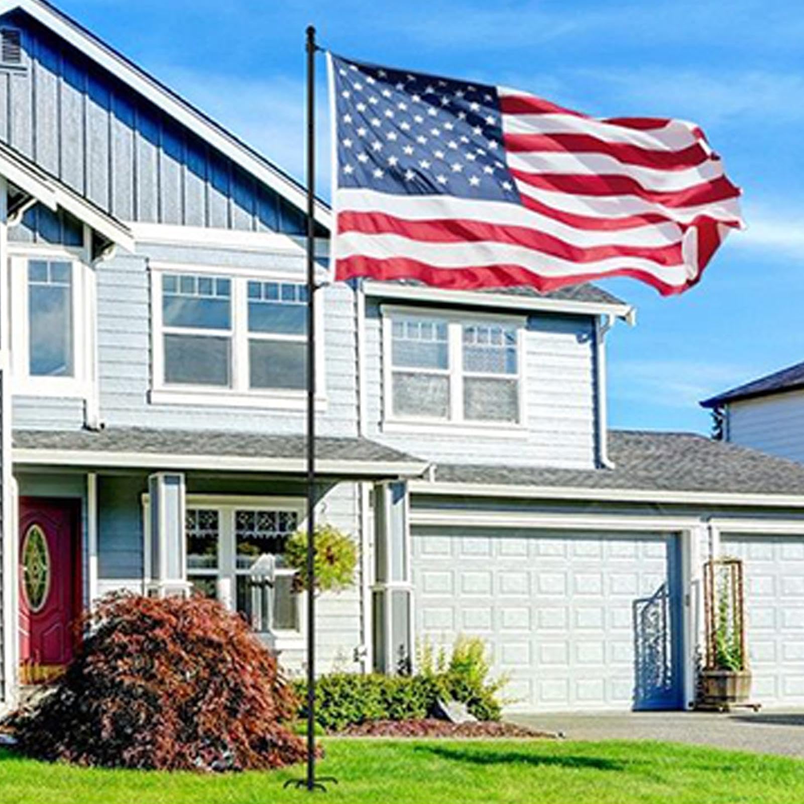 Asta Portabandiera Interrata,Con Base A Cinque Punte | Supporto Portabandiera Robusto | Per Patriota Veterano Cortile Giardino Prato Patio Scuola Campeggio Cimitero Piccola Impresa
