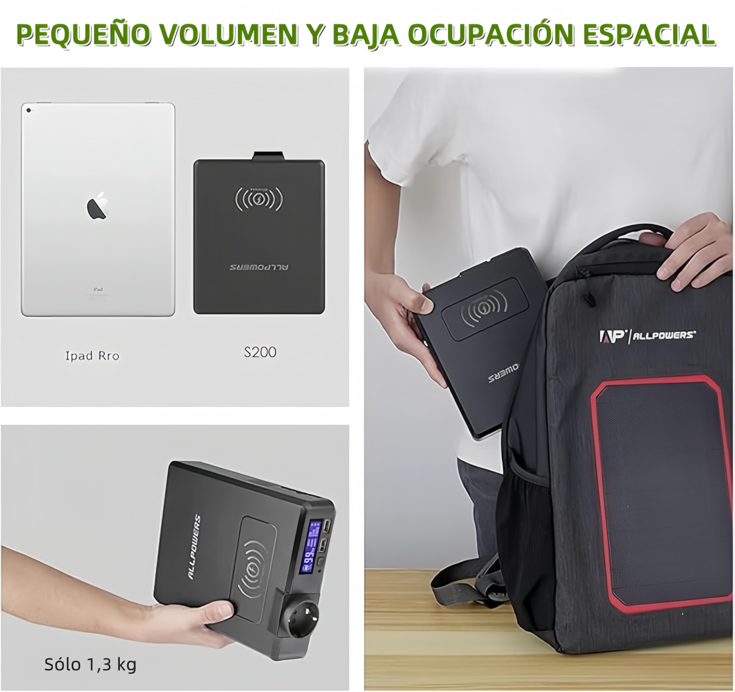 ALLPOWERS S200 Estación de Energía Portátil 200W 154Wh Generador Solar Batería de Almacenamiento de Energía Móvil Adecuada Para Acampar Teléfonos Móviles Computadoras Portátiles Viajes RV Emergencia