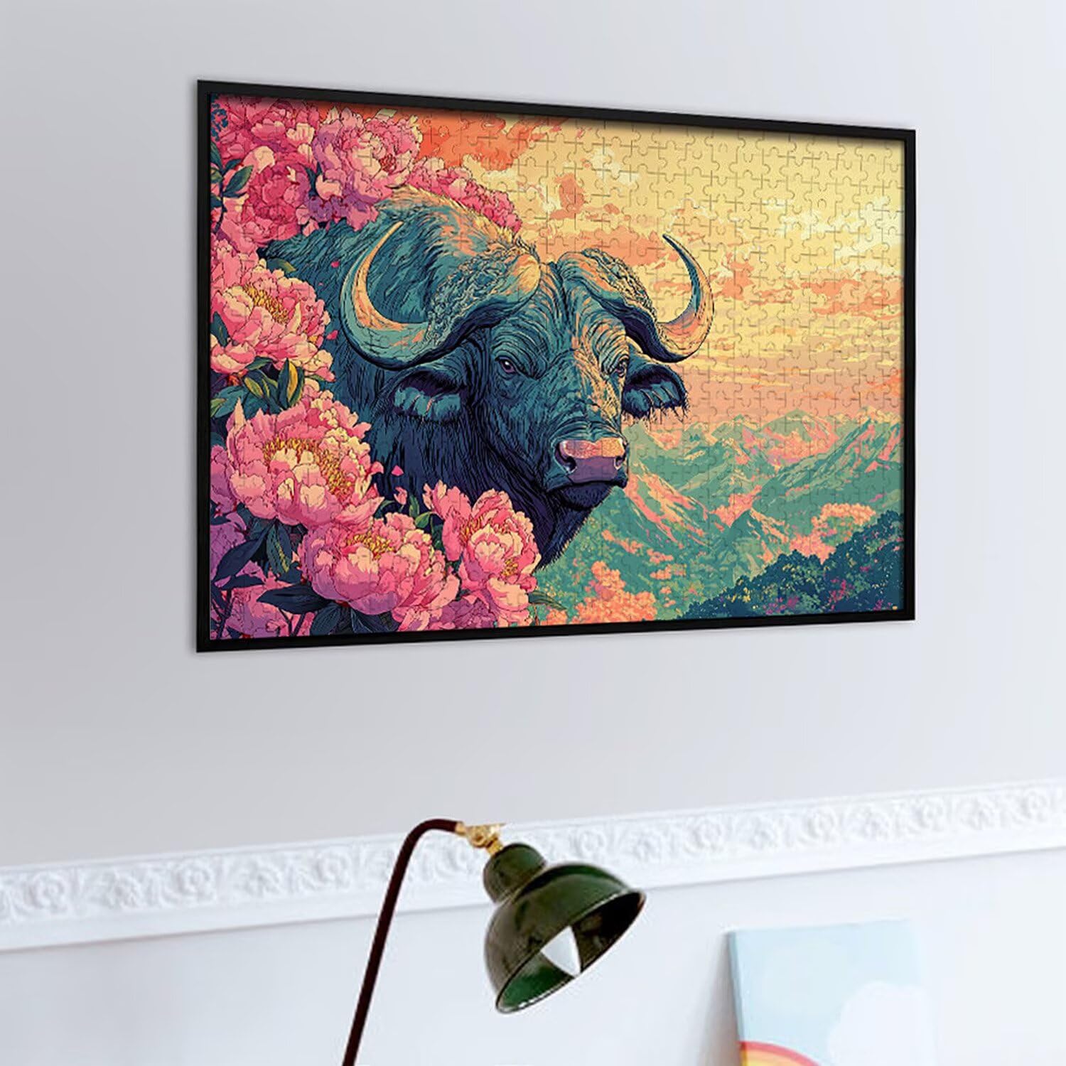 Puzzle dla dorosłych, 1000 elementów, kwiat bawół, 1000 puzzli dla dorosłych, gra edukacyjna, 76 x 50 cm, odpowiednie do dekompresji i dekoracji ścian pokoju, prezenty j-418