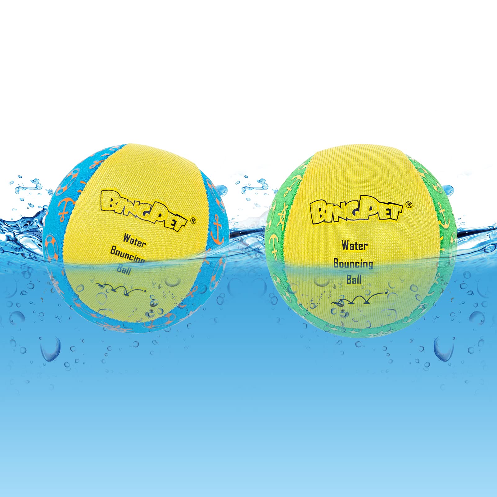 BINGPET Dog Pool Toys, Floating Dog Ball 2 Pack, Dog Water Bouncing Balls Toy, Interactive Dog Training Games Chew Balls for Small and Medium Dogs