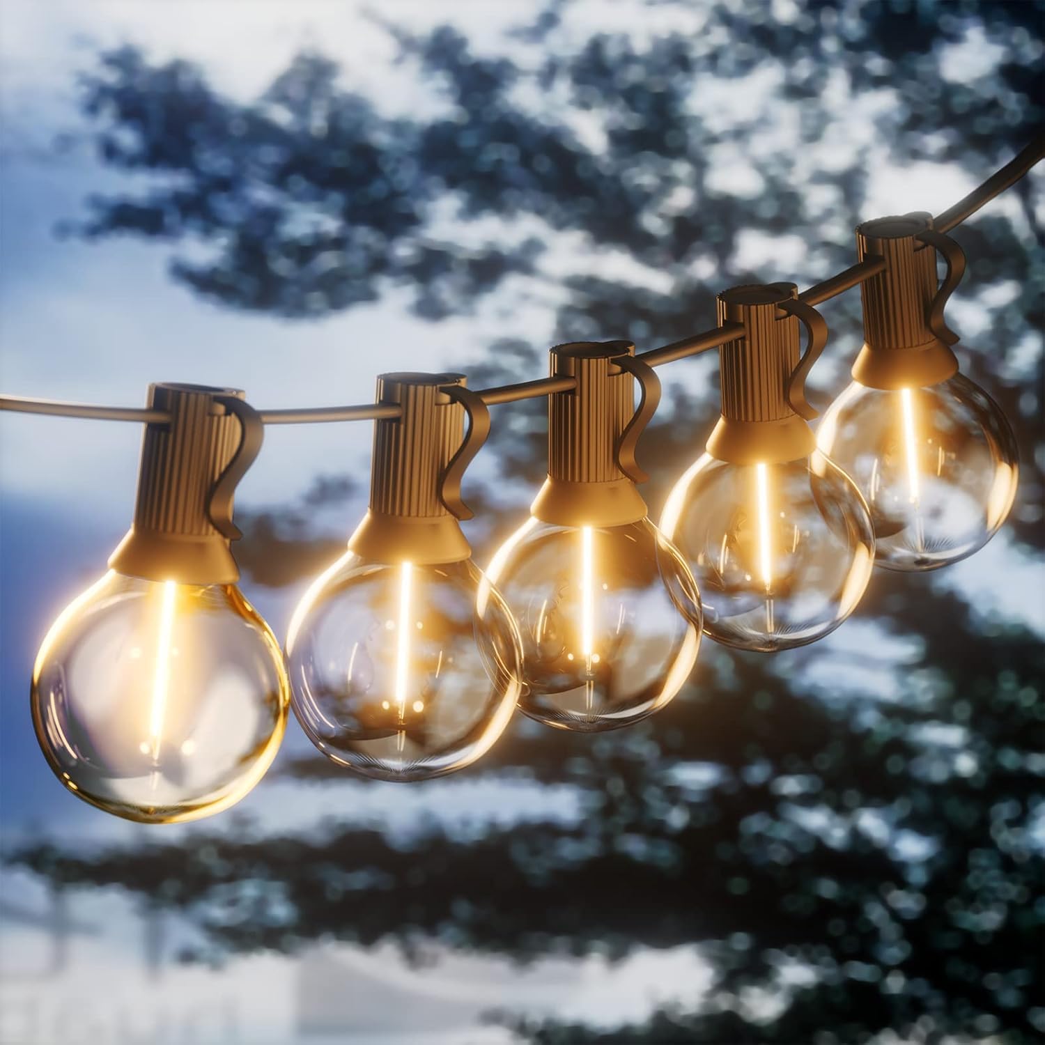 Yuucio 45M Catena Luminosa Esterno, LED Catena Luci Stringa Giardino 75+2 LED Lampadine IP45 Impermeabile Antivento Decorative per Cortili Pergole Balcone Festa Matrimonio 2700K Bianco Caldo