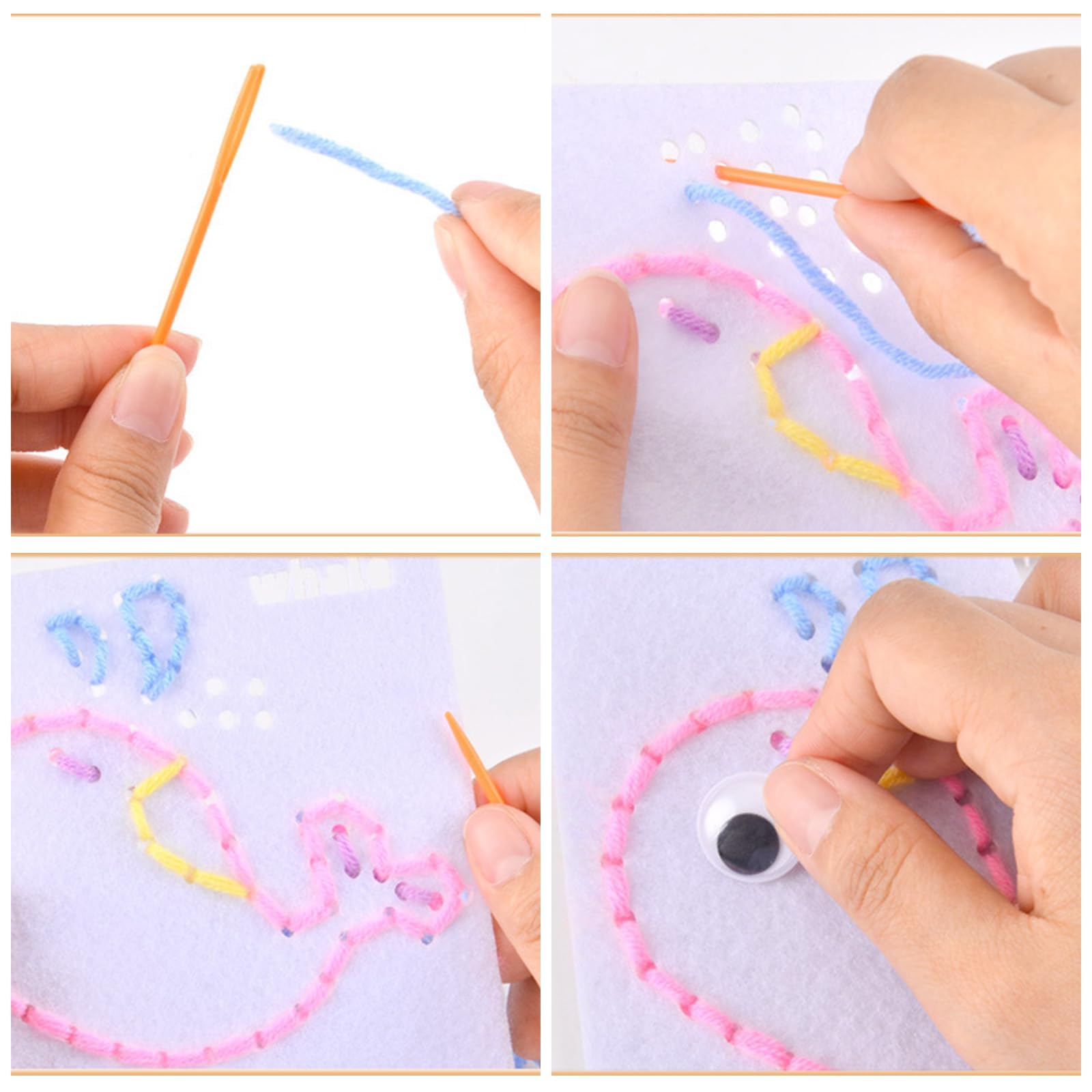 ARROMI 6 PCS First Sewing Kit for Girls, Sewing Kit for Kids with Shape Card Colored Threads, Fine Motor Skills Toys, Toddler Arts and Crafts Age 3, Threading Toys, Montessori Toys for 3+ Year Olds — view 7