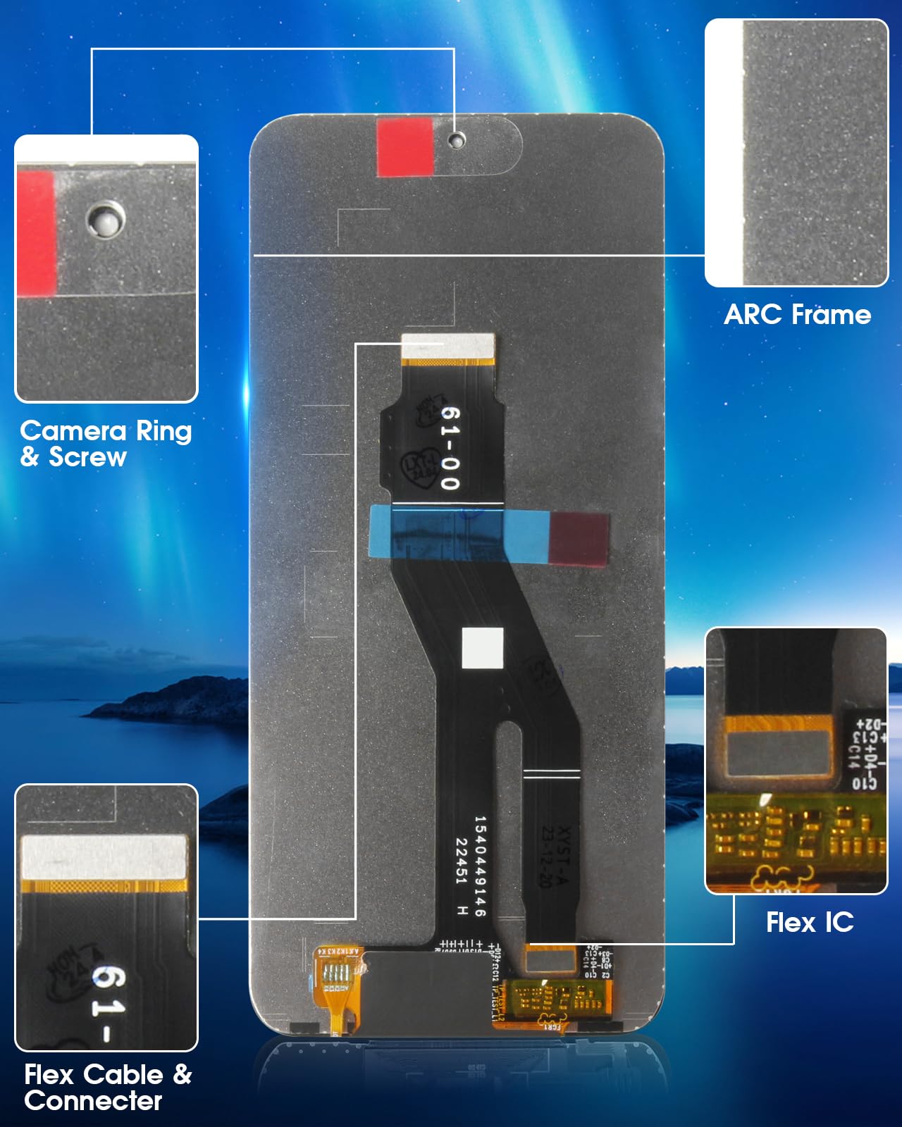 Schermo LCD per Honor 90 Lite, Display per Honor90 Lite 5G CRT-NX1, Touchscreen Digitazer Full Assembly Sostituzione Schermo con Riparazione Kit (6.7'', Nero)